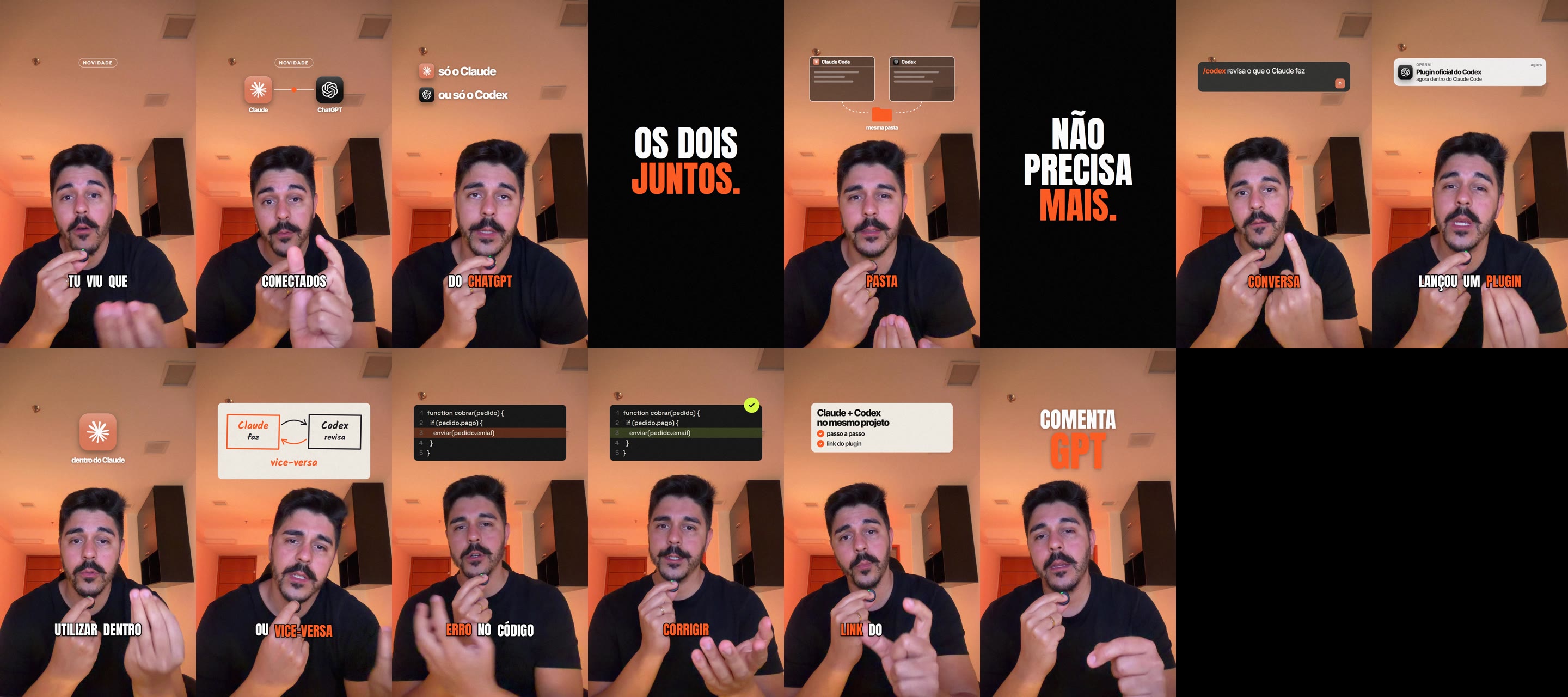 Storyboard de um Reel editado com o MOTIONZ, com 14 momentos